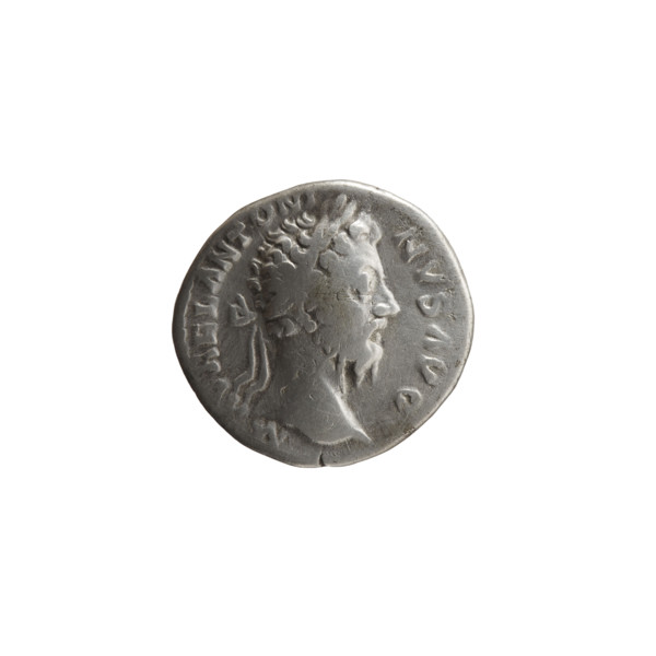 Denarius, Marcus Aurelius (121–180; Roman emperor 161–180), issuer; obverse: head of Marcus