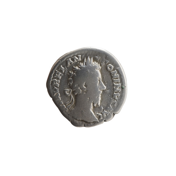 Denarius, Marcus Aurelius (121–180; Roman emperor 161–180), issuer. Obverse: Head of Marcus