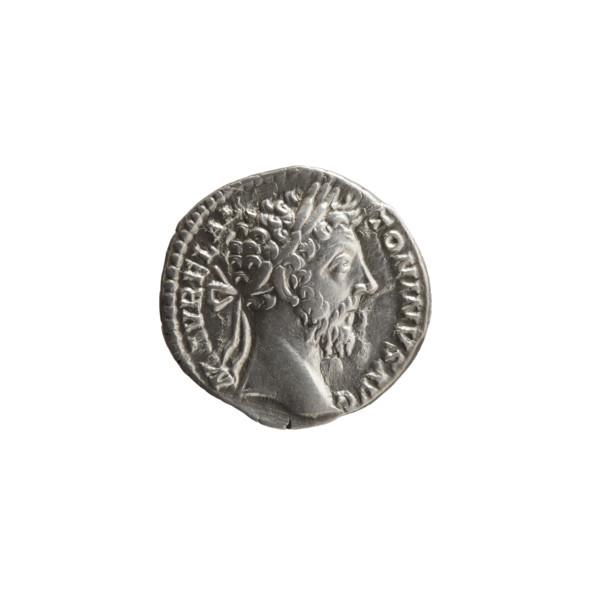 Denarius, Marcus Aurelius (121–180; Roman emperor 161–180), issuer. Obverse: Head of Marcus