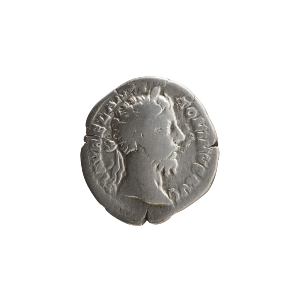 Denarius, Marcus Aurelius (121–180; Roman emperor 161–180), issuer. Obverse: Head of Marcus