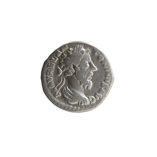Denarius of Marcus Aurelius (121–180; Roman emperor 161–180), 179–180. Obverse: bust of Marcus