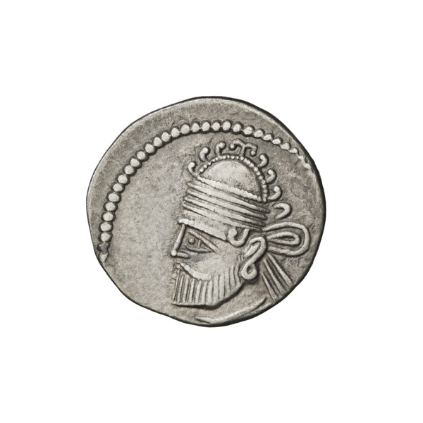 drachma, Vologases II (77–80), diadems, bows (armed), heads, busts, Arsakes I (King of Parthians;