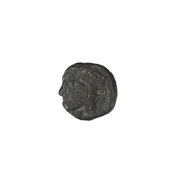 Bronze coin of Mithridates IV (King of the Parthians; 129–140 AD). Obverse: head of Mithridates IV