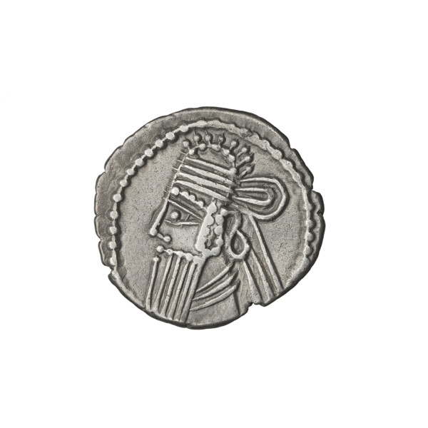 Drachma, Vologases III (105–147). Obverse: head of Vologases III in tiara, king facing left.