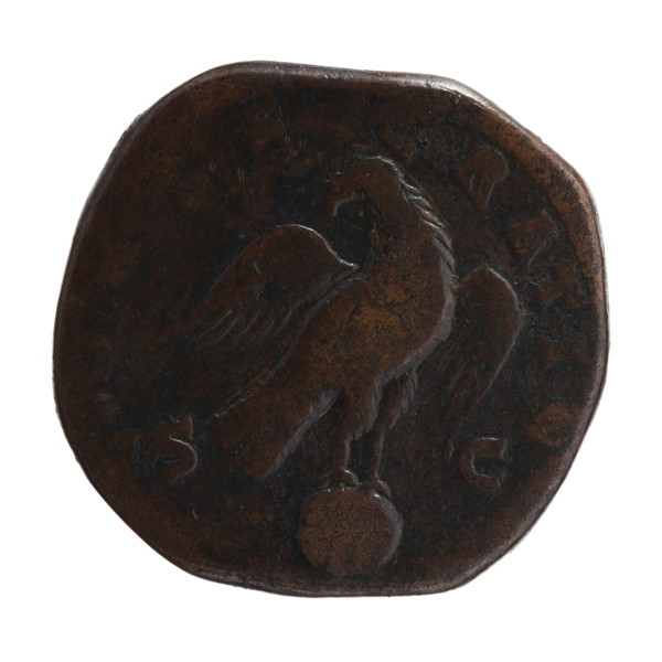 Sestertius, posthumous issue for Marcus Aurelius (121–180; Roman Emperor 161–180) with Commodus