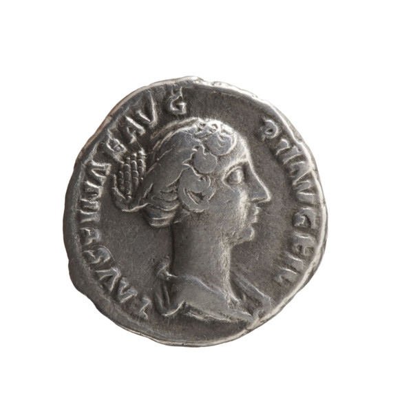 Denarius of Faustina the Younger (ca. 130–176; Roman empress 161–176), draped bust of Faustina II
