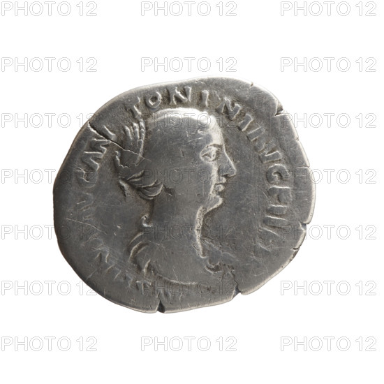 Denarius of Faustina the Younger (ca. 130–176; Roman empress 161–176; Augusta 147–161). Obverse: