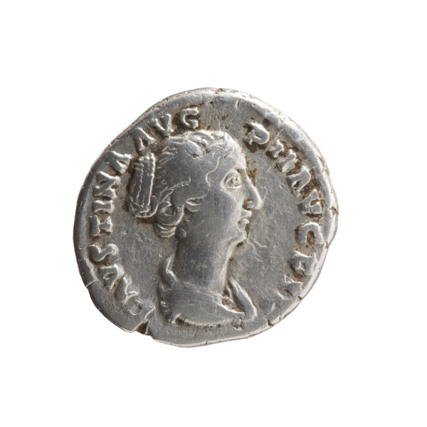 Denarius of Faustina the Younger (ca. 130–176; Roman empress 161–176; Augusta), 147–161. Obverse: