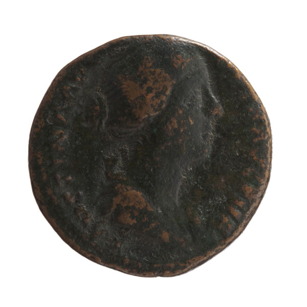 Draped bust of Faustina II facing right, inscribed 'FAVSTINA AVG - VSTA AVG PII F' around; reverse: