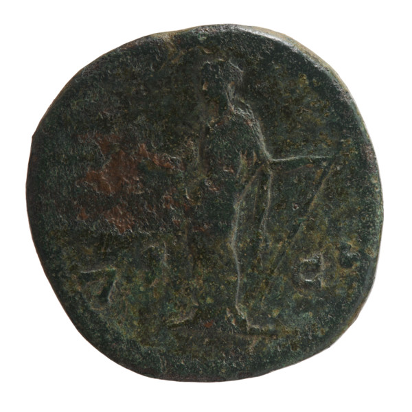 Sestertius of Faustina the Younger (ca. 130–176; Roman empress 161–176; Augusta 147–161). Obverse:
