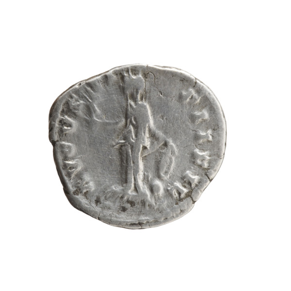 Denarius depicting Faustina the Younger (ca. 130–176; Roman empress 161–176), draped bust of