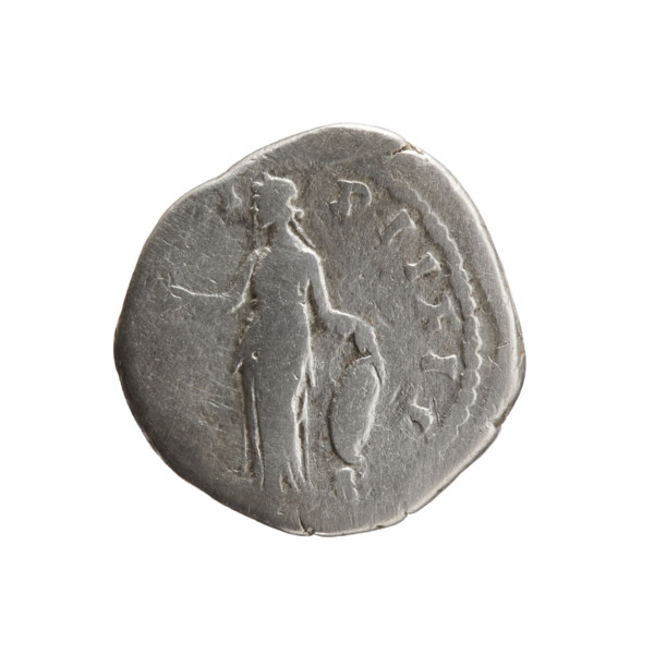 Denarius depicting Faustina the Younger (ca. 130–176; Roman empress 161–176) as Augusta, obverse: