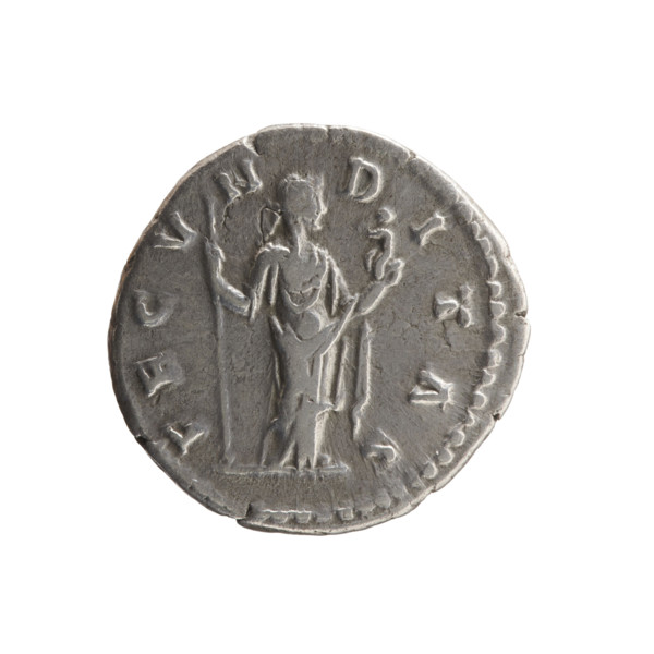 Denarius, Marcus Aurelius (121–180; Roman emperor 161–180) issuer; obverse: draped bust of Faustina