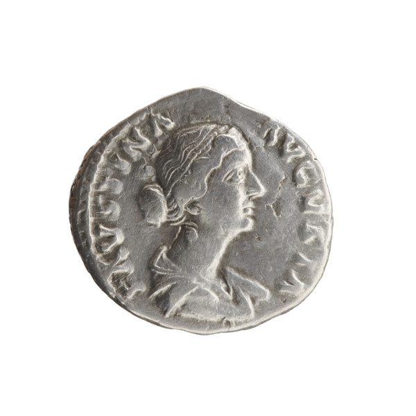 Denarius of Faustina the Younger (ca. 130–176), Roman empress 161–176; Marcus Aurelius (121–180),