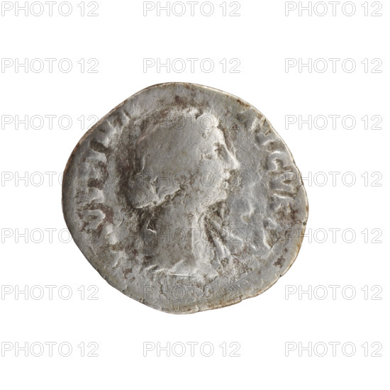 Denarius; Faustina the Younger (ca. 130–176; Roman empress 161–176) and Marcus Aurelius (121–180;