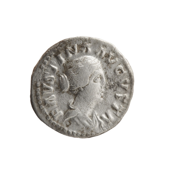 Denarius depicting Faustina the Younger (ca. 130–176; Roman empress 161–176) and Marcus Aurelius
