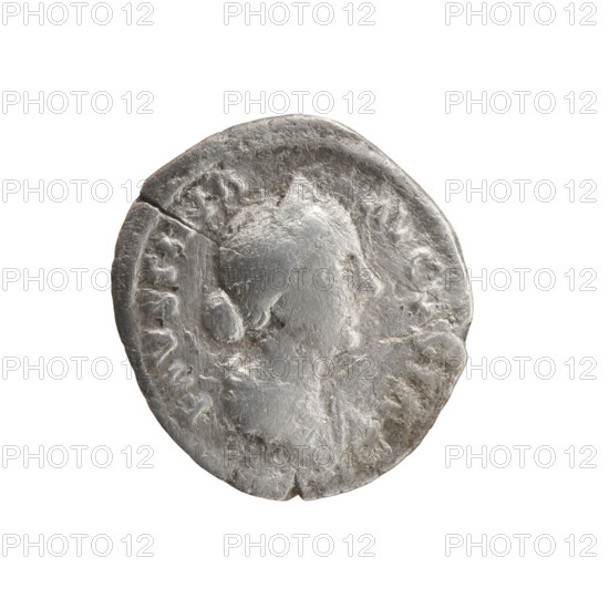 Denarius featuring Faustina the Younger (ca. 130–176; Roman empress 161–176). Obverse: bust of