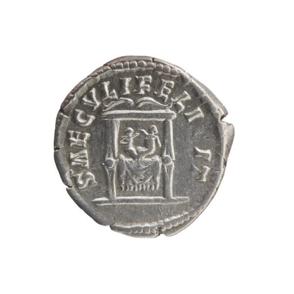Denarius depicting Faustina the Younger (ca. 130–176; Roman empress 161–176) and Marcus Aurelius