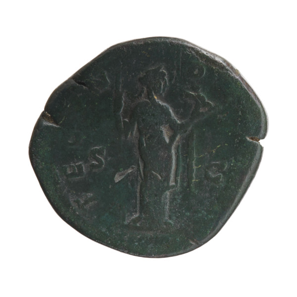 sestertius, Faustina the Younger (ca. 130–176; Roman empress 161–176), Marcus Aurelius (121–180;