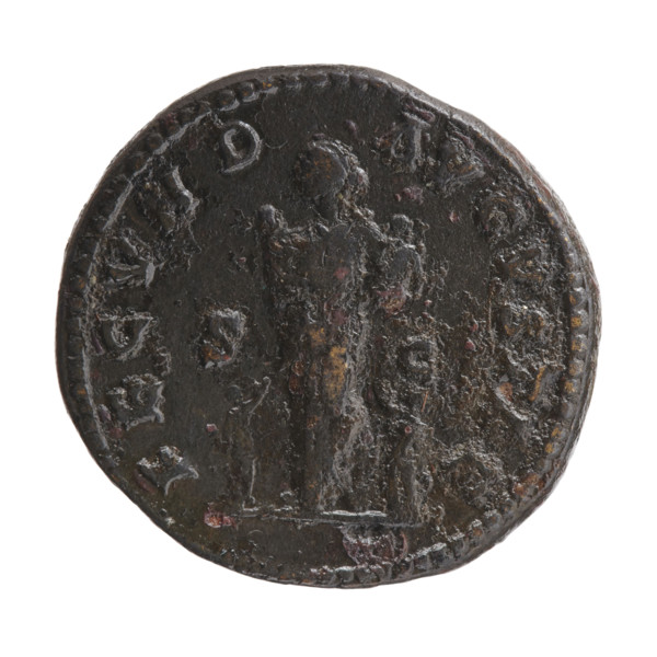 Dupondius/as of Faustina the Younger (ca. 130–176; Roman empress 161–176) and Marcus Aurelius