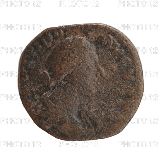 Dupondius/as, Faustina the Younger (ca. 130–176; Roman empress 161–176), Marcus Aurelius (121–180;