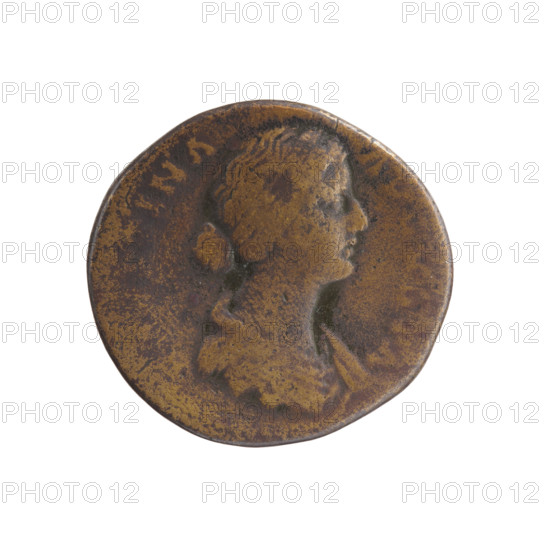 Dupondius/as, Faustina the Younger (ca. 130–176; Roman empress 161–176), Marcus Aurelius (121–180;