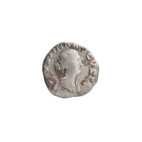Denarius depicting Faustina the Younger (ca. 130–176; Roman empress 161–176) and Marcus Aurelius