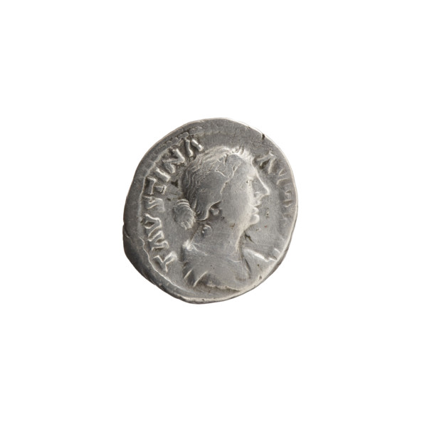 Denarius; issuer: Marcus Aurelius (121–180, Roman emperor 161–180). Obverse: Bust of Faustina II