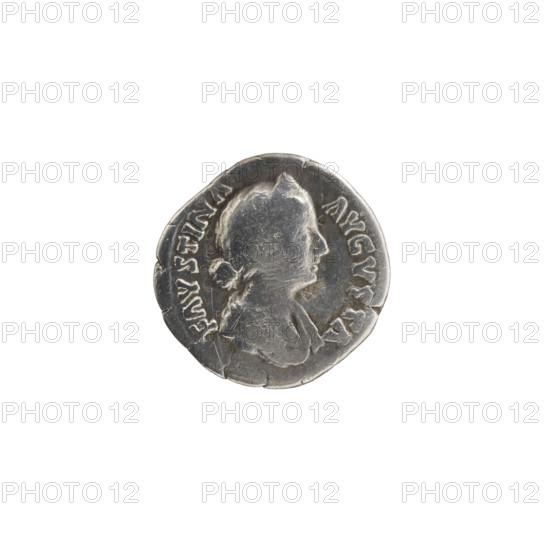Denarius depicting Faustina the Younger (ca. 130–176; Roman empress 161–176) and Marcus Aurelius