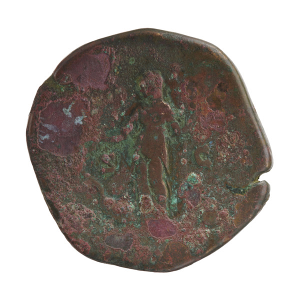 Sestertius; Faustina the Younger (ca. 130–176; Roman empress 161–176) and Marcus Aurelius (121–180;