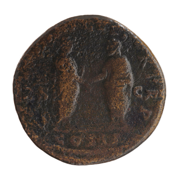 Sestertius of Lucius Verus (130–169; Roman emperor 161–169). Obverse: Head of Lucius Verus