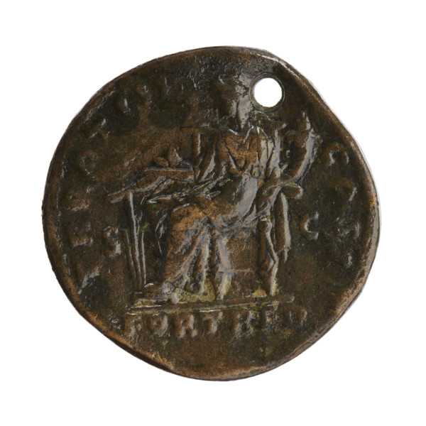 sestertius (with a hole), Lucius Verus (130–169; Roman emperor 161–169), issuer: Lucius Verus;