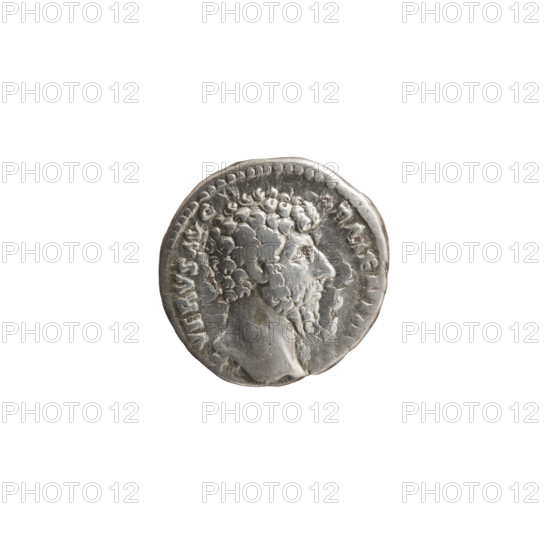 Denarius of Lucius Verus (130–169; Roman emperor 161–169). Obverse: Head of Lucius Verus without a