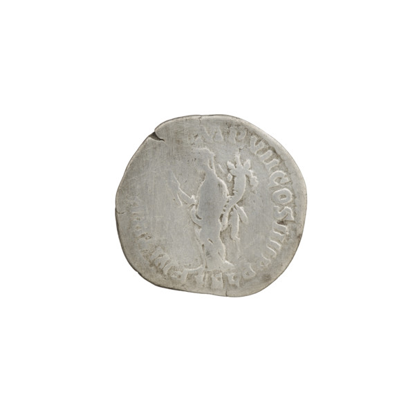 Denarius of Commodus (reign 177–192 CE). Obverse: head of Commodus wearing a laurel wreath, facing
