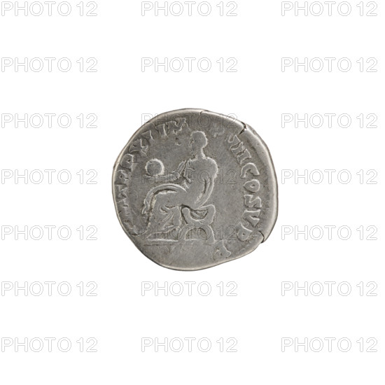 Denarius of Commodus (reigned 177–192). Obverse: Head of Commodus in a laurel wreath facing right,