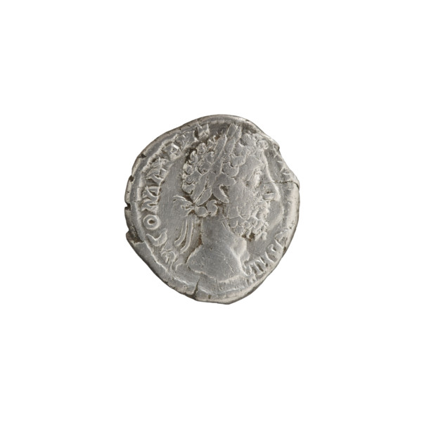 Denarius of Commodus (161–192 CE), issuer Commodus (Roman emperor 177–192). Obverse: head of