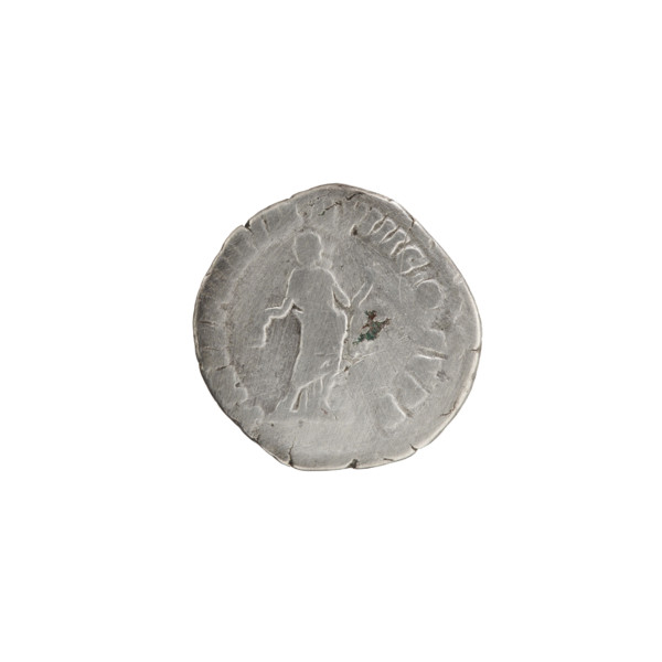 Denarius of Commodus (reigned 177–192). Obverse: Head of Commodus in a laurel wreath facing right;