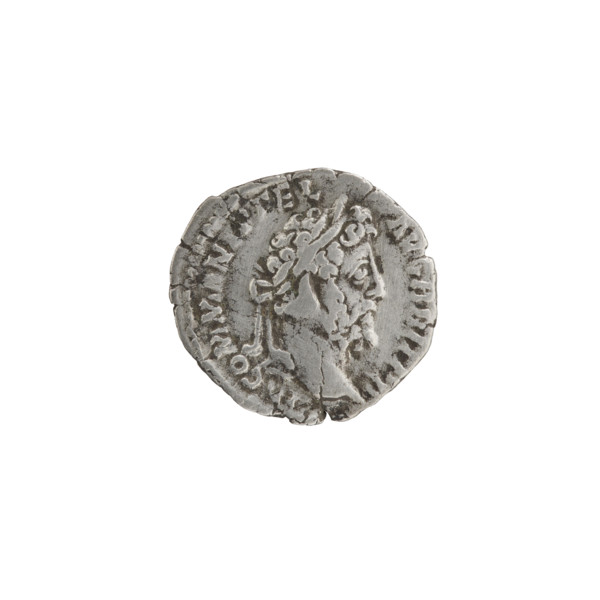 Denarius, Commodus (reign 177–192 CE). Obverse: head of Commodus in laurel wreath facing right,