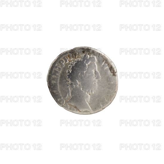Denarius of Commodus (reigned 177–192). Obverse: Head of Commodus in a laurel wreath to the right,