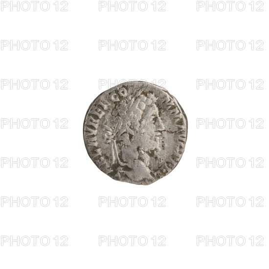 Denarius of Commodus (161–192 CE). Obverse: Head of Commodus in laurel wreath facing right,