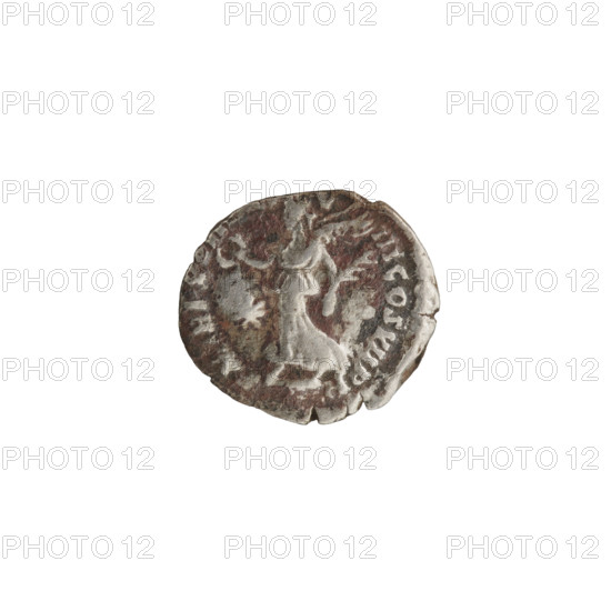 Denarius of Commodus (reign 177–192). Obverse: Head of Commodus in a laurel wreath facing right,