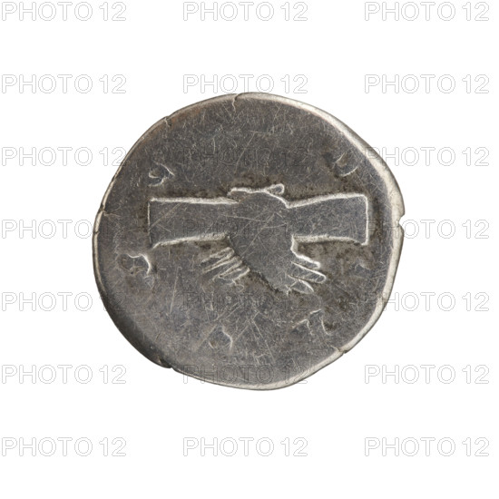 Denarius of Crispina and Commodus (Roman Empire, 178–183). Obverse: Bust of Crispina in drapery