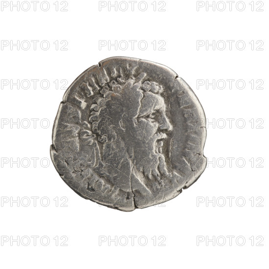 Denarius of Pertinax (emperor 126–193), 193 CE. Obverse: head of Pertinax in laurel wreath facing