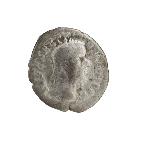Denarius of Pescennius Niger (ca. 135–194; Roman emperor 193–194). Obverse: Head of Pescennius