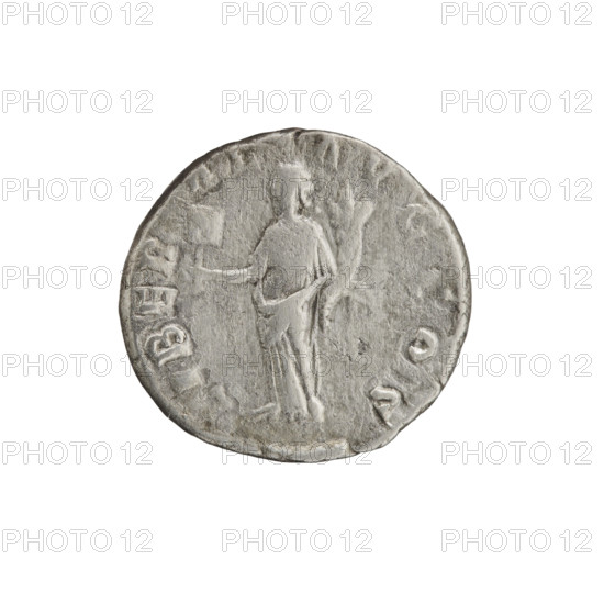 Denarius of Septimius Severus (146–211; Roman emperor 193–211). Obverse: Head of Septimius Severus