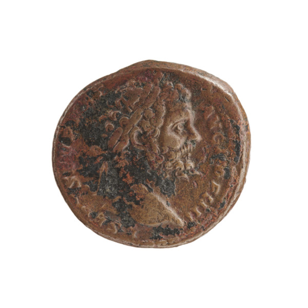 Head of Septimius Severus in a laurel wreath facing right, inscribed 'L SEPT SEV PERT - AVG IMP