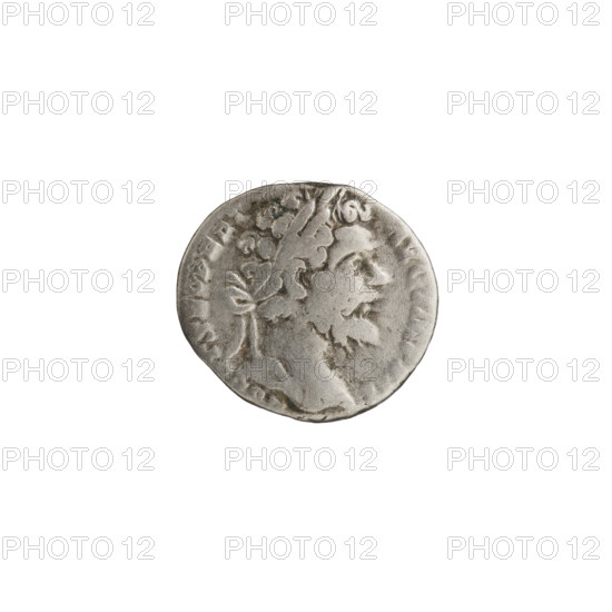 Denarius, Roman Empire (195–196): Head of Septimius Severus in a laurel wreath facing right,