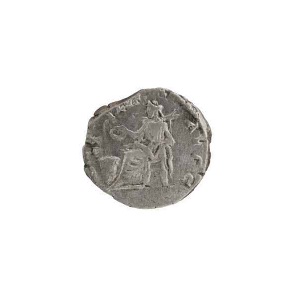Denarius; obverse: head of Septimius Severus with laurel wreath facing right, pearl rim,