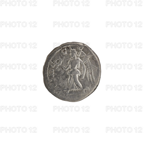Denarius depicting Roman deities; obverse: head of Emperor Septimius Severus (146–211) in a laurel