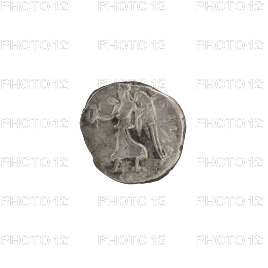 Denarius; obverse: PERT AVG, head of Septimius Severus in a laurel wreath facing right; reverse: